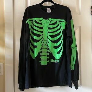 RARE 1997 Misfits signed Jerry Only long sleeve glow in the dark skeleton shirt